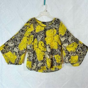 Unique Spectrum Yellow and Gray Boho Sheer Top / large